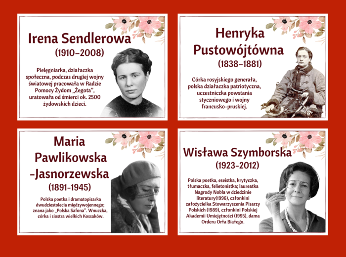 DZIEŃ KOBIET – – gazetka – SŁAWNE POLKI – biblioteka – świetlica – 24 strony – wersja 2