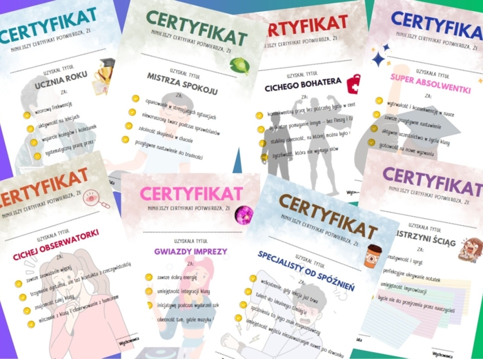 Pozytywne Certyfikaty/Dyplomy dla absolwentów klas 4-8/szkół średnich 32 WZORY