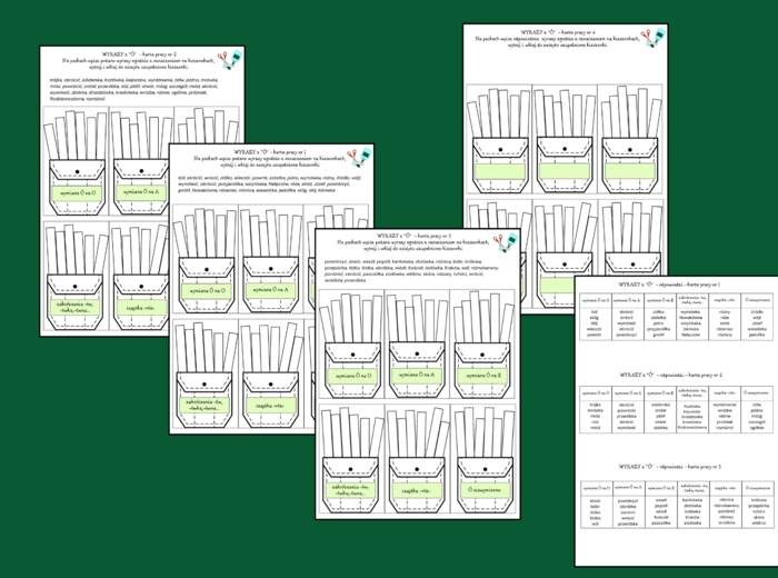 ORTOGRAFIA - wyrazy z "Ó" - zasady - wklejka - karta pracy - 3 wersje + odpowiedzi