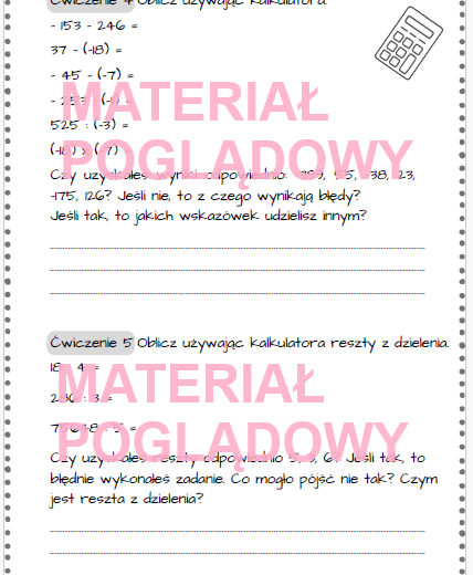 Kalkulator. Karta pracy. Na początek. Na rozgrzewkę. Pierwsza lekcja.