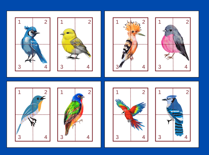 DZIEŃ PTAKÓW – puzzle – układanka- układanki – WIOSNA – biblioteka – świetlica – przedszkole – 12 wersji