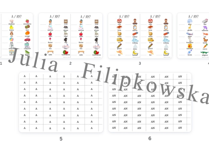 A an/ a i an/ Gra/ Zestaw zadań/ karta pracy/ zadania/ słownictwo/ Klasy 1-3/ SP 1-3/ Dzieci/ Gotowa lekcja