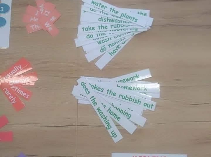 Zestaw do nauki godzin I mówienia o czynnościach codziennych  w języku angielskim.