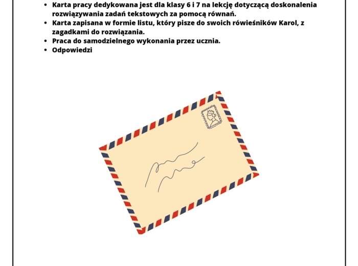 "List zagadka"- rozwiązywanie równań.