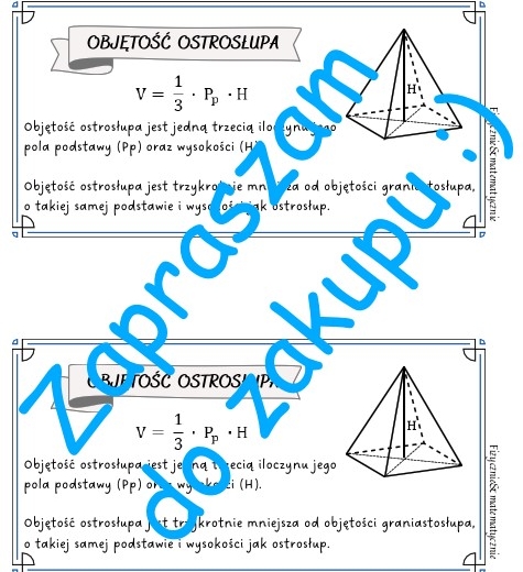Objętość ostrosłupa - wklejka, notatka dla ucznia szkoły podstawowej.