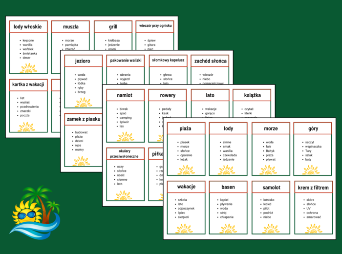 Wakacyjne TABOO – tabu - wakacje – lato – biblioteka – świetlica – ZAJĘCIA Z WYCHOWAWCĄ – 48 szt.
