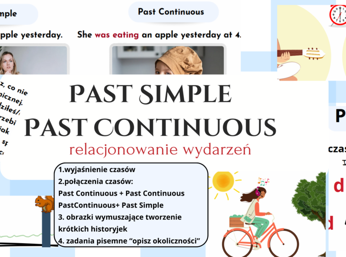 Past Simple i Past Continuous, E8, matura, opis okoliczności- tworzenie historyjek w oparciu o obrazki,