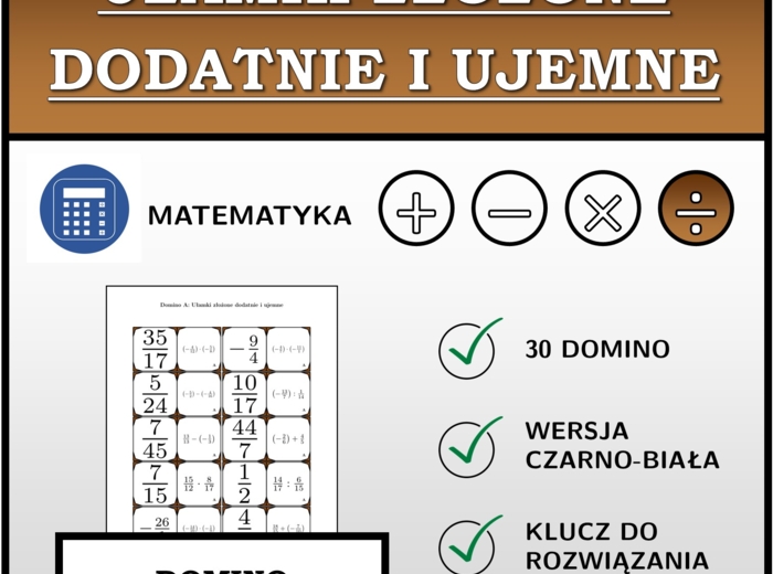 Domino - Ułamki złożone dodatnie i ujemne | matematyka