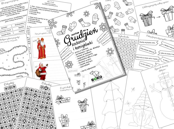 Zestaw na GRUDZIEŃ zadania i łamigłówki