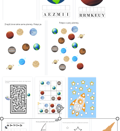 PLANETY - KARTY PRACY
