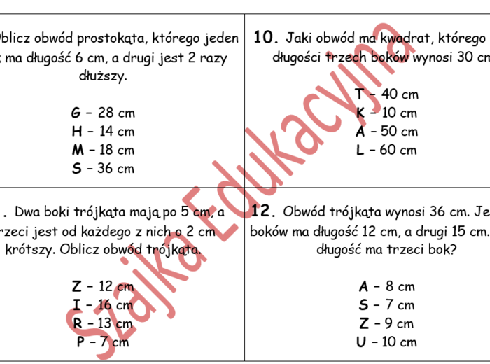Obwody wielokątów z hasłem