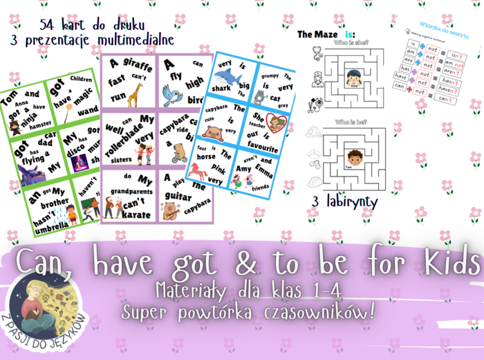 Zestaw gramatyczny czasowniki have got can to be is are am