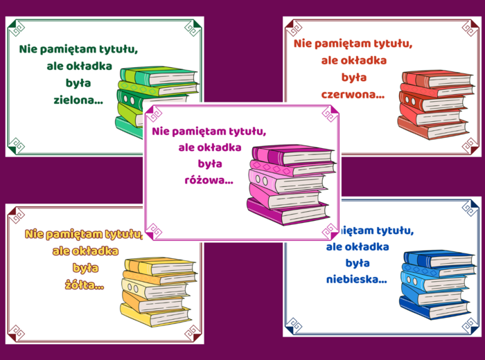 Nie pamiętam tytułu – BIBLIOTEKA – 9 wersji - gazetka- wystawka – napis – wersja 2