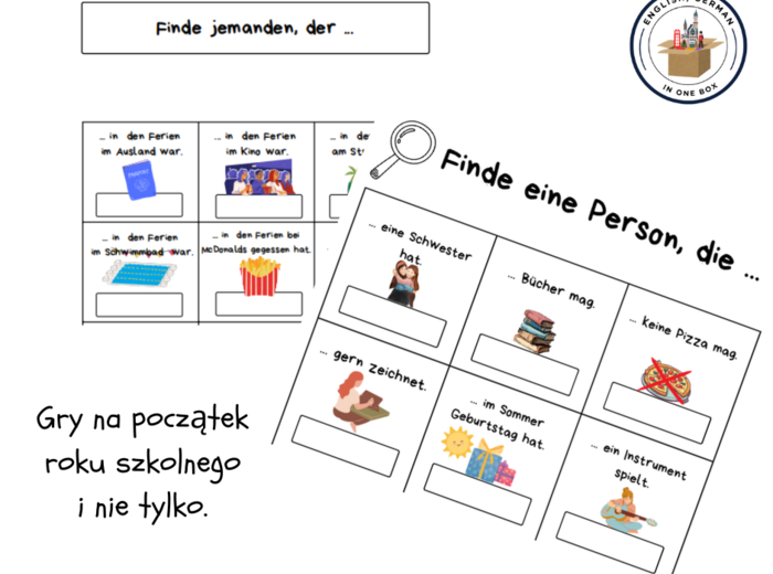Finde jemanden, der ... - gry na początek roku szkolnego i nie tylko. Język niemiecki.