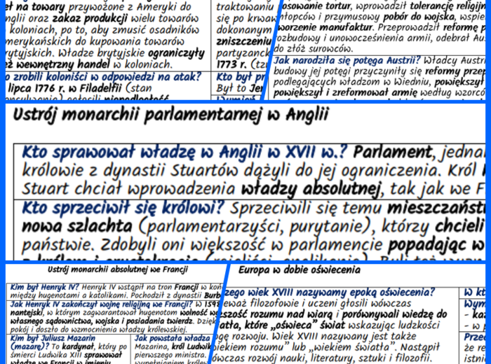 Europa i Ameryka Północna w XVII–XVIII w. NOTATKI