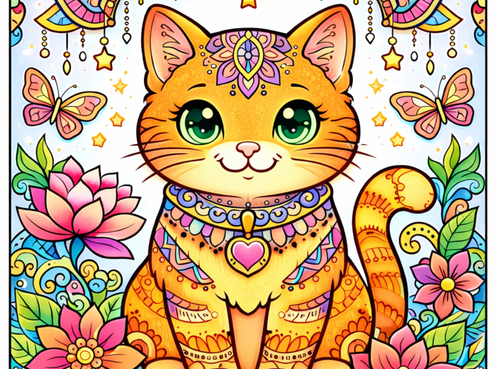 Dzień Kota: koty mandale – kolorowanki A4 (6 stron) – PDF