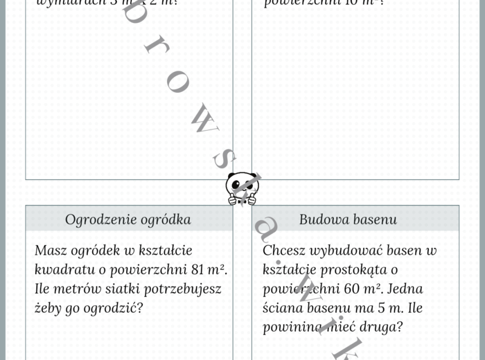 Pole prostokąta i kwadratu - przykłady z życia codziennego