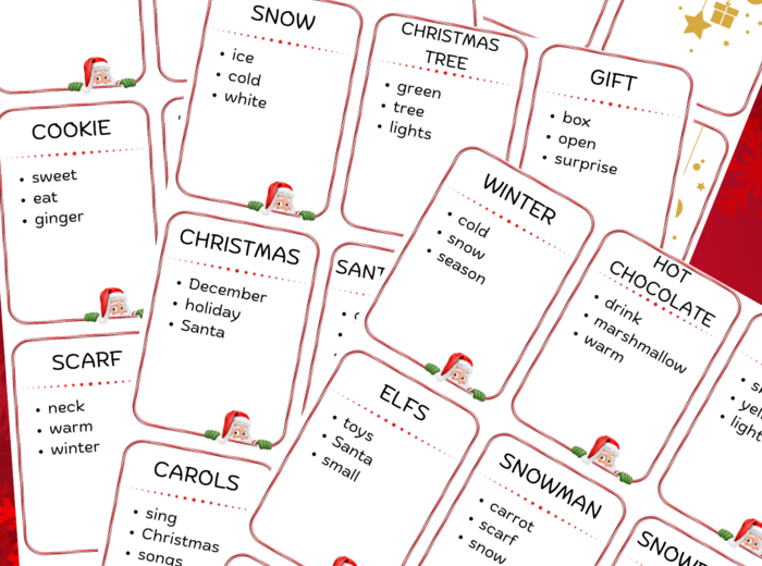 ŚWIĄTECZNA GRA TABOO - ANGIELSKIE SŁÓWKA – Boże Narodzenie, Mikołajki, Zima, Tabu