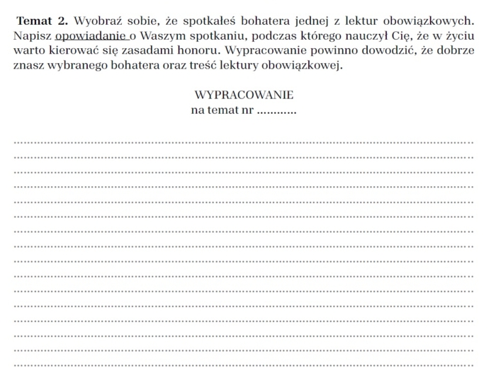 Arkusze egzaminacyjne lektury IV-VIII