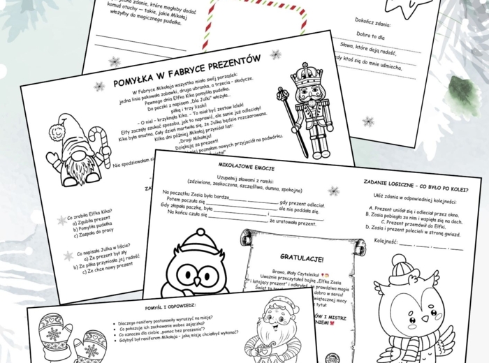 Bajkowe Czytanie z Mikołajem – 30 Świątecznych Tekstów ze Zrozumieniem i Mini Kolorowankami