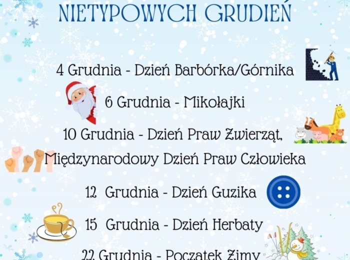 PAKIET MATERIAŁÓW NA GRUDZIEŃ WEDŁUG KALENDARZA ŚWIĄT I DNI NIETYPOWYCH.