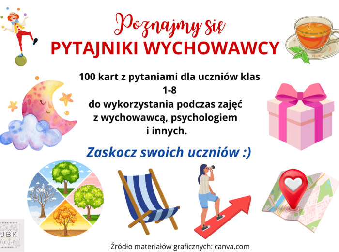 Pytajniki wychowawcy - 100 kart z pytaniami