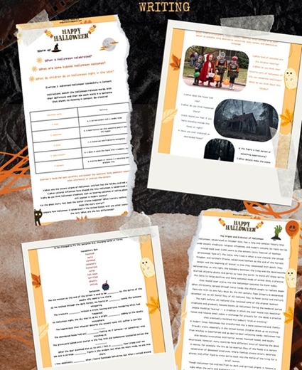 Halloween Lesson Speaking Reading Vocabulary Grammar Writing B1 B2 level lekcja na temat Halloween