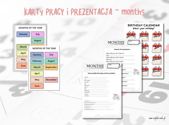 Miesiące - prezentacja i karty pracy