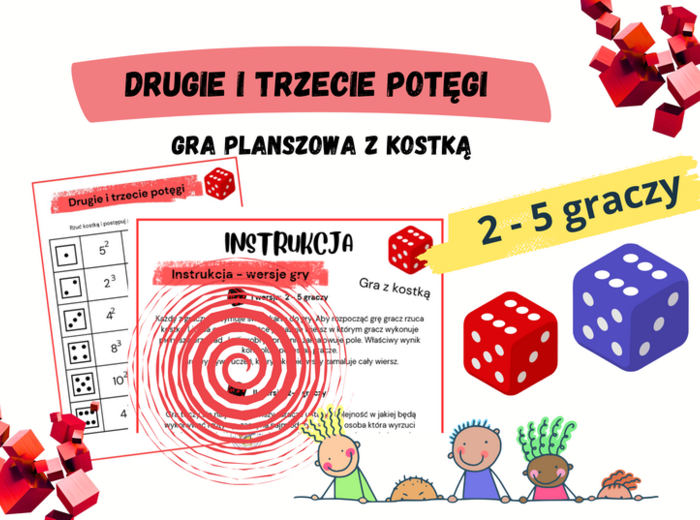 Drugie i trzecie potęgi - gra planszowa z kostką