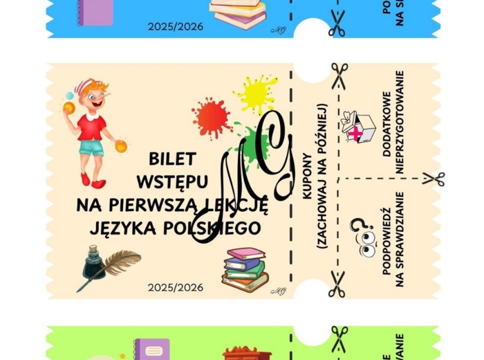 Bilet wstępu na pierwszą lekcję języka polskiego.