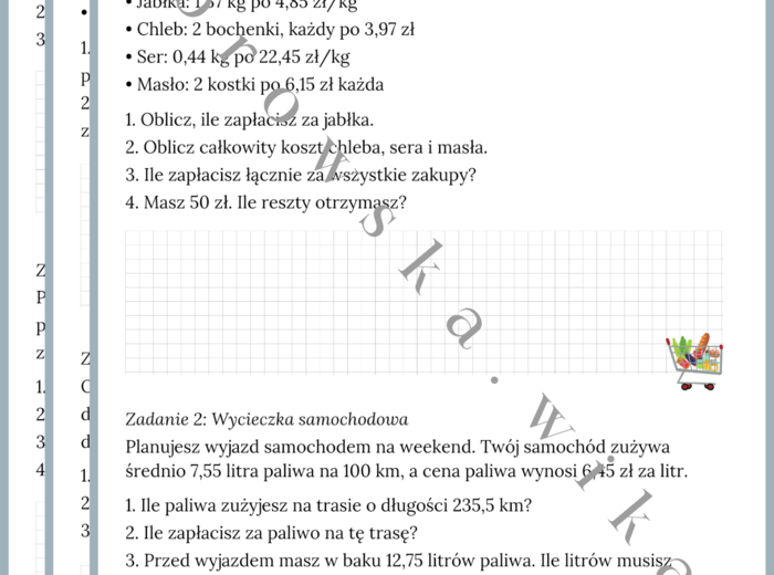 Działania pisemne na ułamkach dziesiętnych - praktyczne zastosowanie