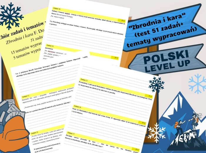 Test (51 zadań+tematy wypracowań P +R)_Zbrodnia i kara_Polski Level Up