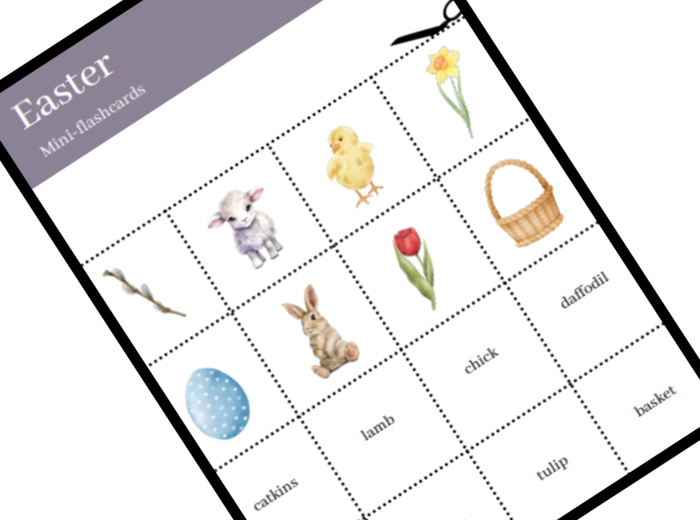 Easter Flashcard Set- Zestaw Wielkanocnych kart obrazkowych i wyrazowych