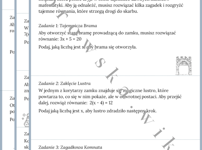 Zaginiona Księga Równań - karta pracy