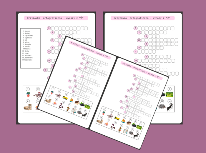 KRZYŻÓWKA obrazkowa – ortografia – Ż - ćwiczenia redakcyjne