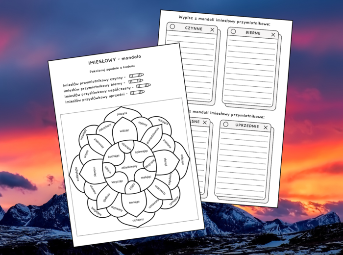 IMIESŁOWY - mandala - karta pracy - egzamin - powtórka