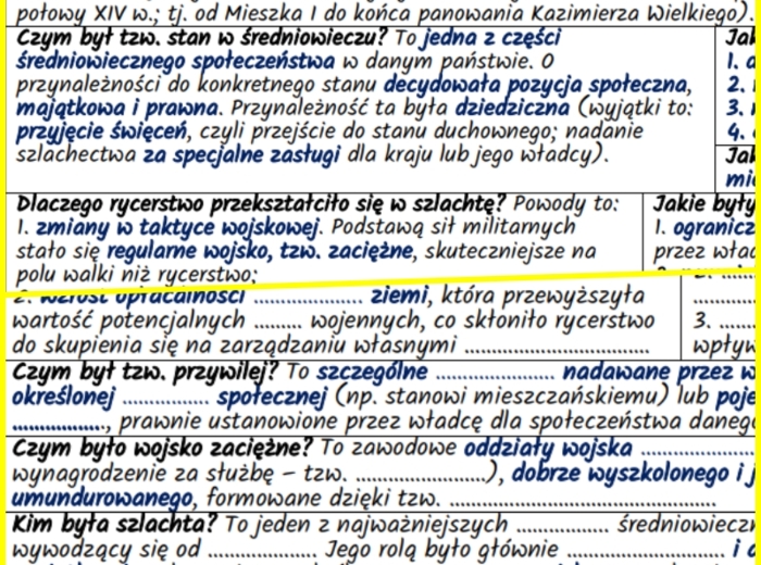 Średniowieczne społeczeństwo stanowe i powstanie szlachty w Polsce w XIV–XV w. – notatki i karta pracy