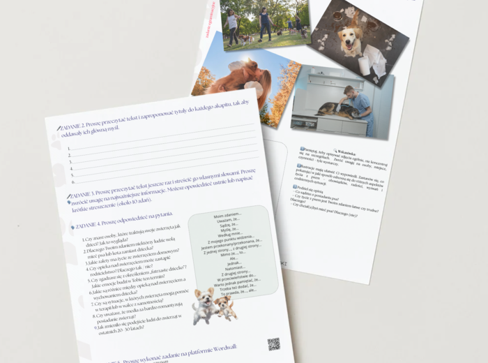 Futrzany przyjaciel 🐕‍🦺 – gotowa lekcja B2 🗣️🖊️