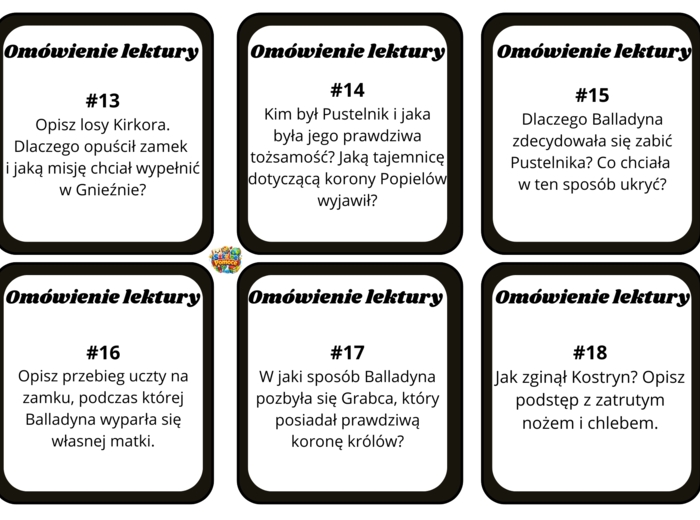 Balladyna - karty z pytaniami