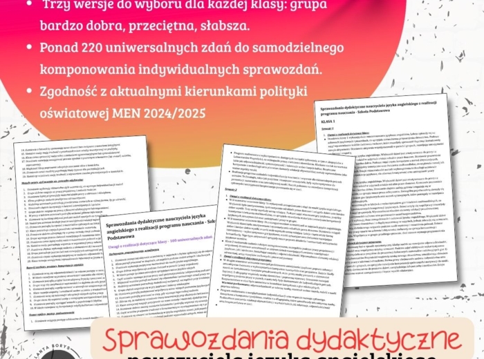 SPRAWOZDANIA DLA NAUCZYCIELA ANGIELSKIEGO