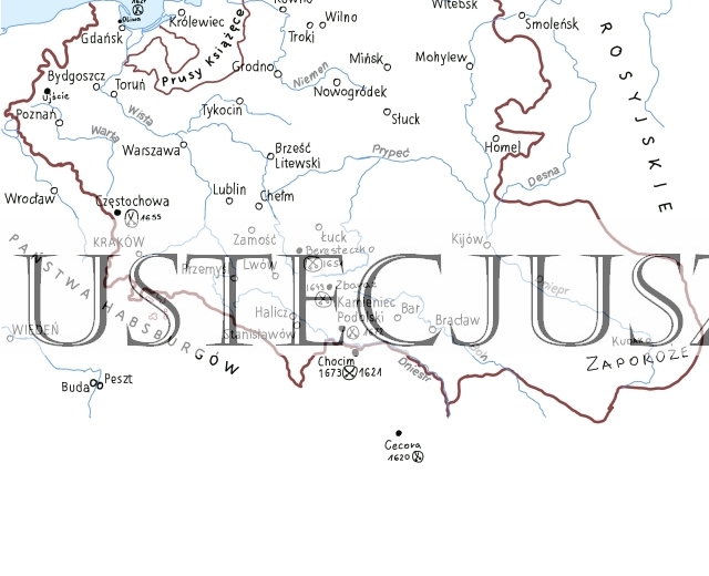 Rzeczpospolita w XVII wieku - mapa