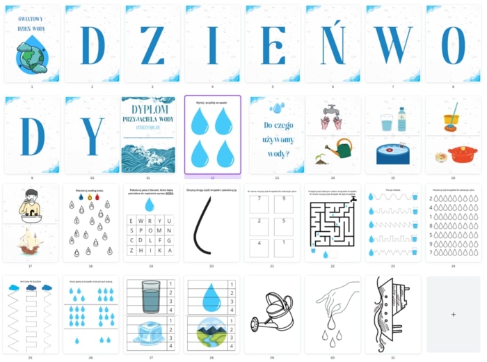 Światowy dzień wody - girlanda, dyplom + zadania