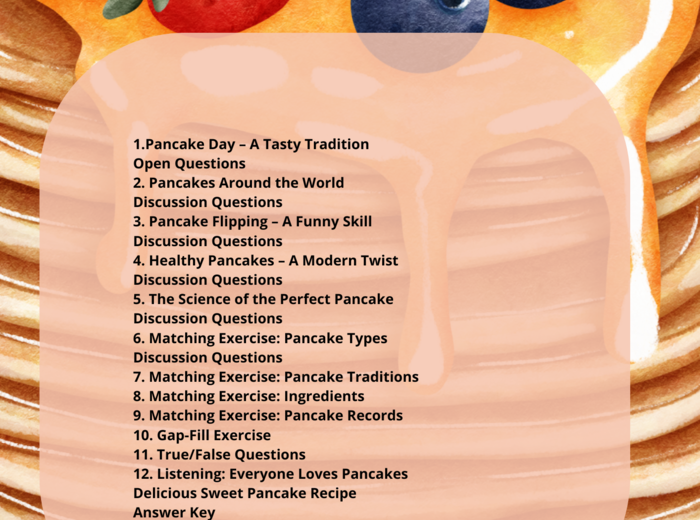 🥞✨ Pancake Day – Gotowa Lekcja ✨🥞 Worksheet_B1+