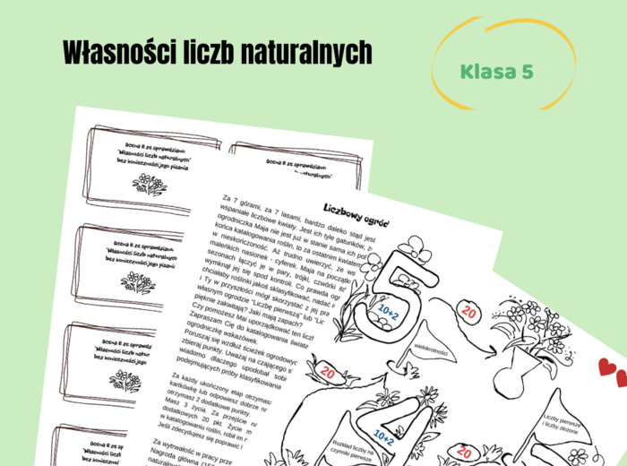 Innowacja na matematyce, grywalizacja, Własności liczb naturalnych, klasa 5