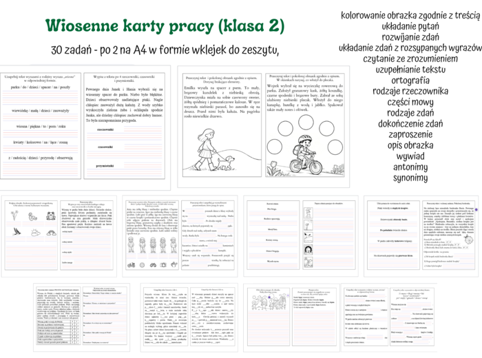 Wiosenne karty pracy (klasa 2) - edukacja polonistyczna