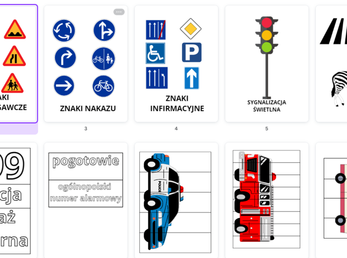 Znaki drogowe, pojazdy uprzywilejowane, numery alarmowe