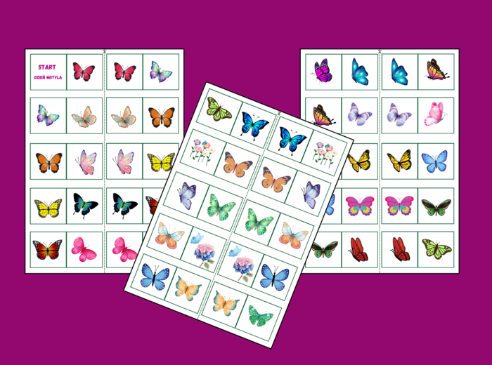 DZIEŃ MOTYLA – domino obrazkowe – WIOSNA - biblioteka - przedszkole - świetlica