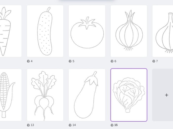 Rysuj warzywa po śladzie - grafomotoryka