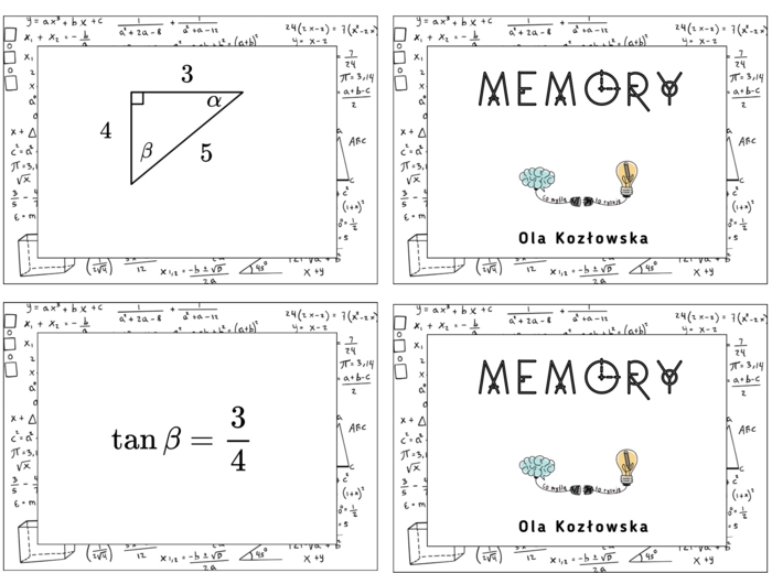 Memory funkcje trygonometryczne - trójkąt prostokątny