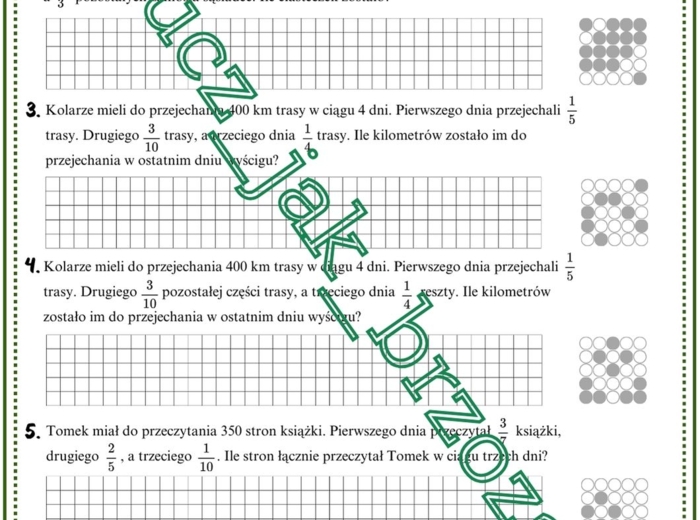 Obliczanie ułamka liczby, czytanie ze zrozumieniem, karta pracy, kodowanie, klasa 5